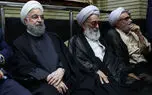 دیدار پزشکیان با روحانی در مراسم ختم احمد ناطق نوری